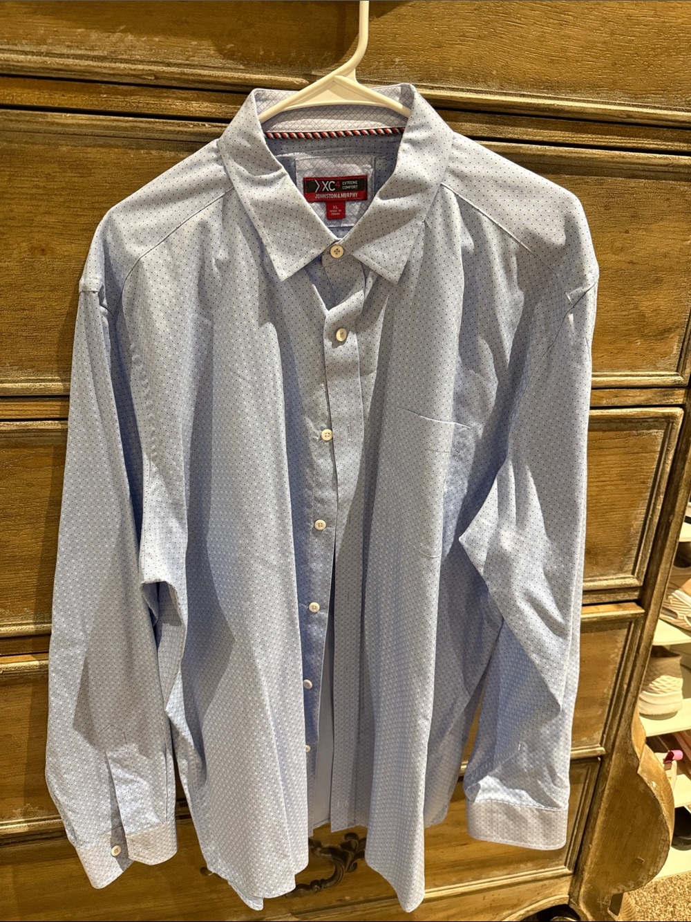 Johnston & Murphy Light Blue Micro-Pattern Dress Shirt